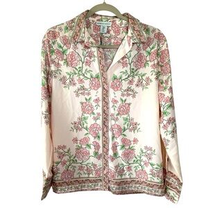 CUPCAKES & CASHMERE nwt pink floral button down top m